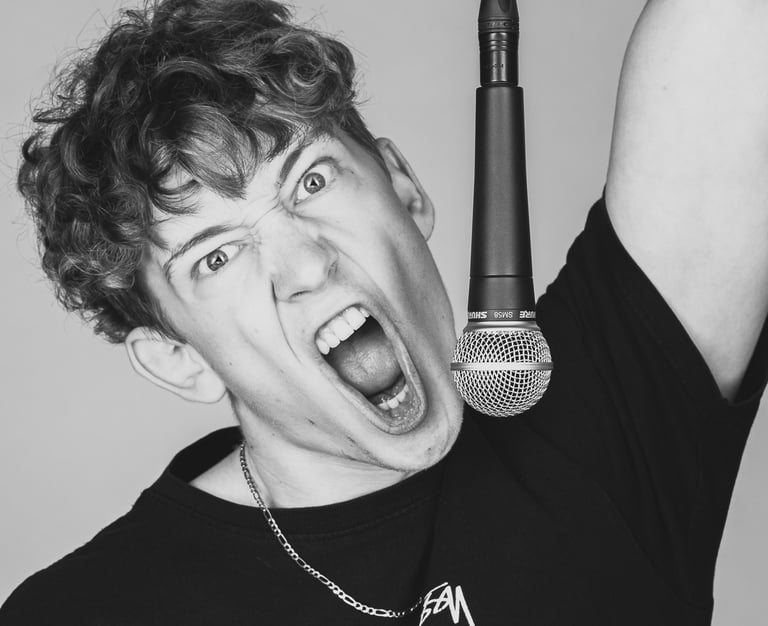 portrait of a man with a microphone and a microphone