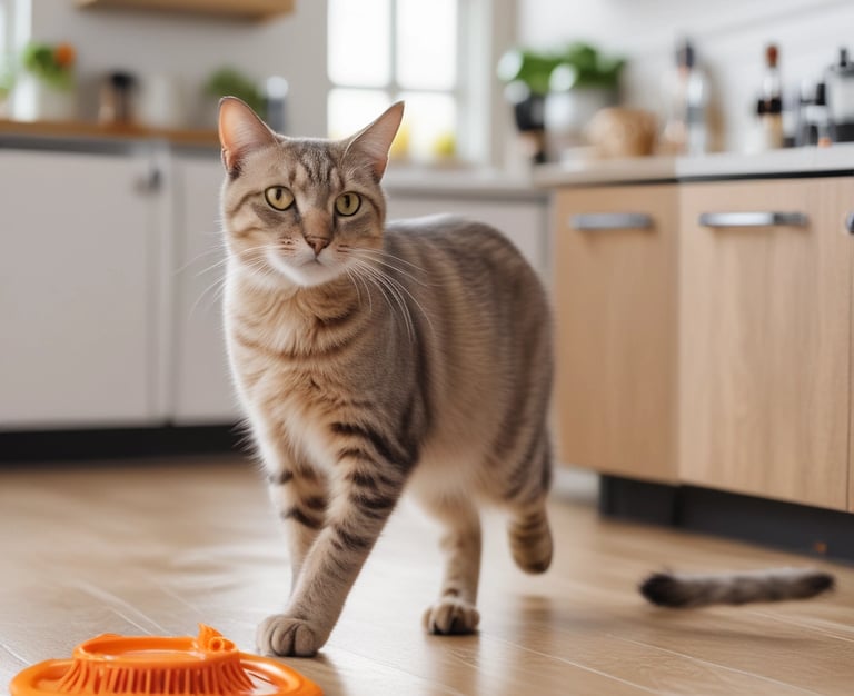 Cat waiting for feeding time.