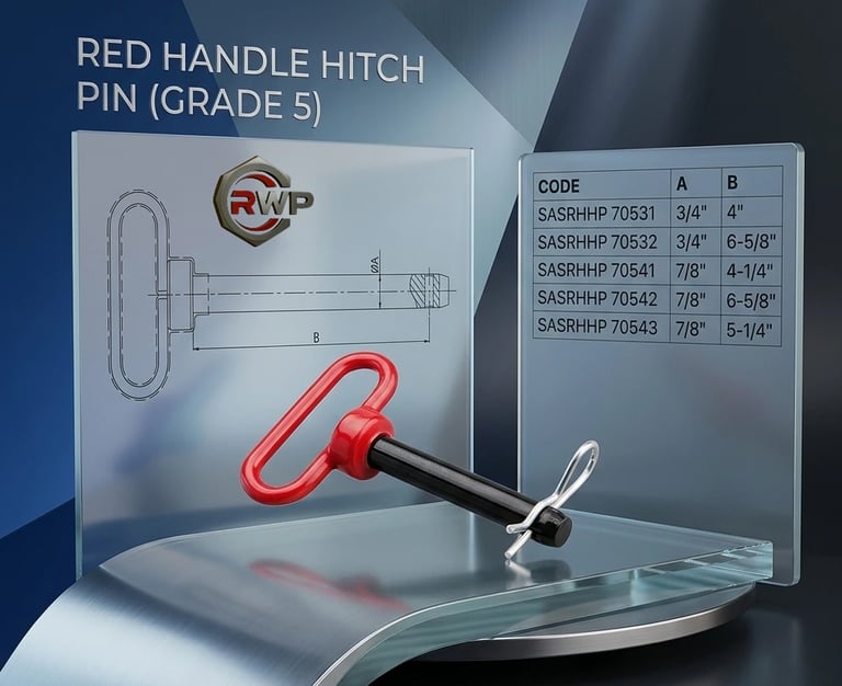 Hitch Pin Red Handle Brand RWP with Specifications