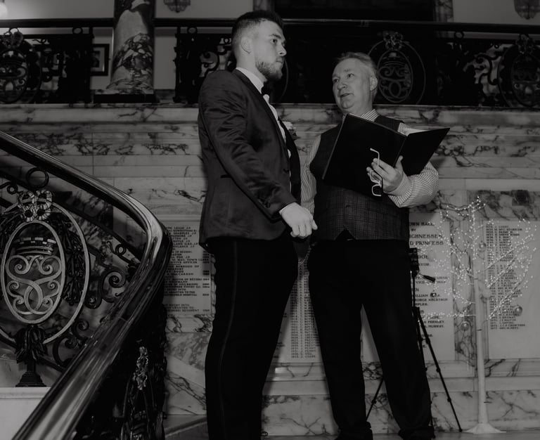 David Talking To Groom At Wedding
