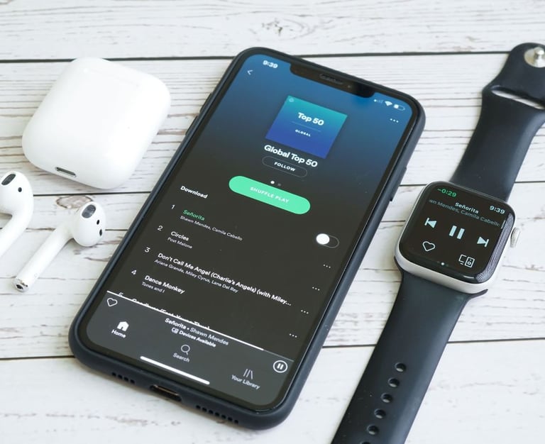 Spotify playlist on mobile phone