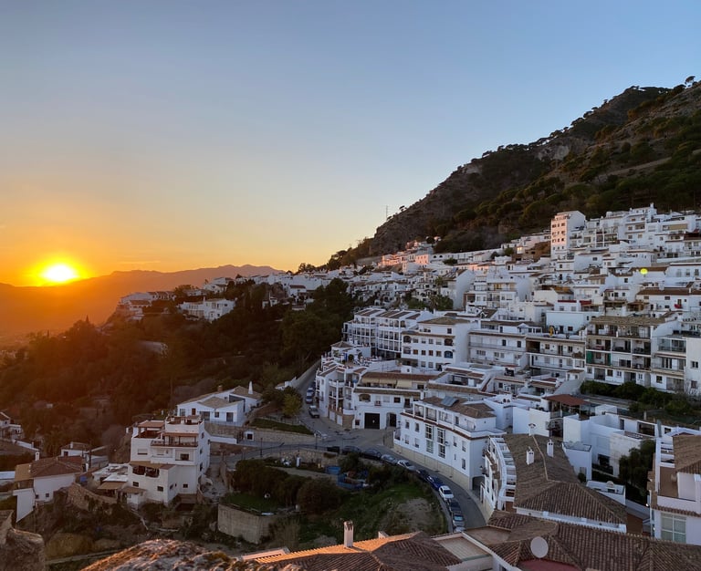 Spain Mijas Pueblo at sunset