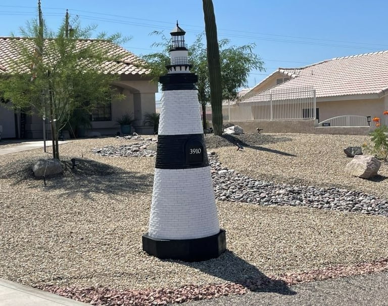 Black-White Lighthouse Mailbox Lake Havasu City AZ