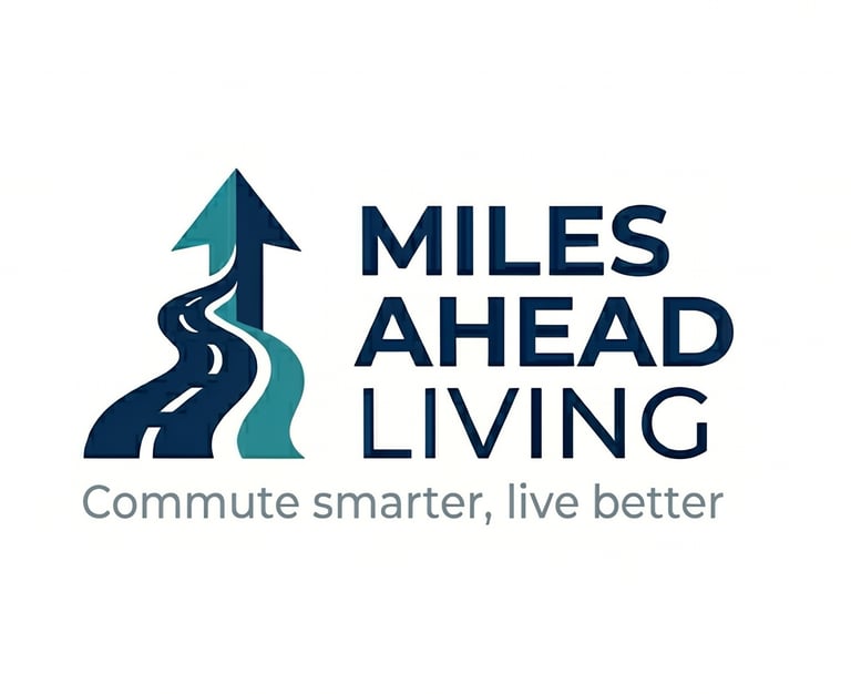 Miles Ahead Living logo with a winding road arrow and the slogan Commute smarter, live better.