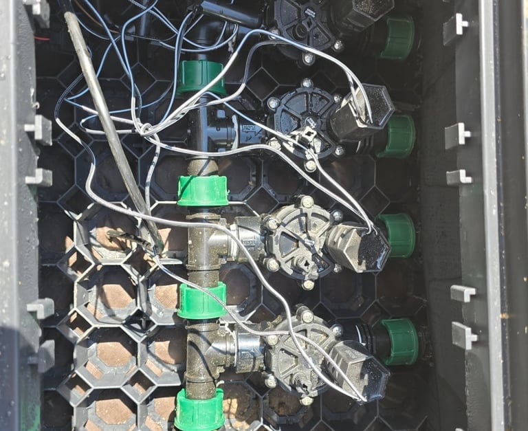 zamontowana skrzynka z elektozaworami gotowa do uruchomienia 