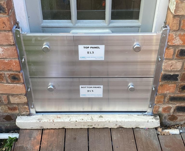 flood barrier blocking doorway in worcester