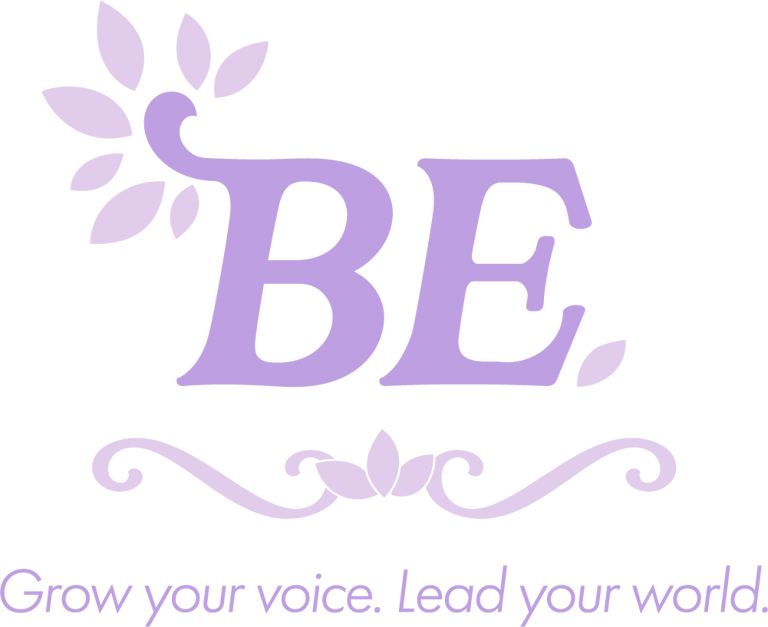 BE.'s logo and slogan "Grow your voice. Lead your world."