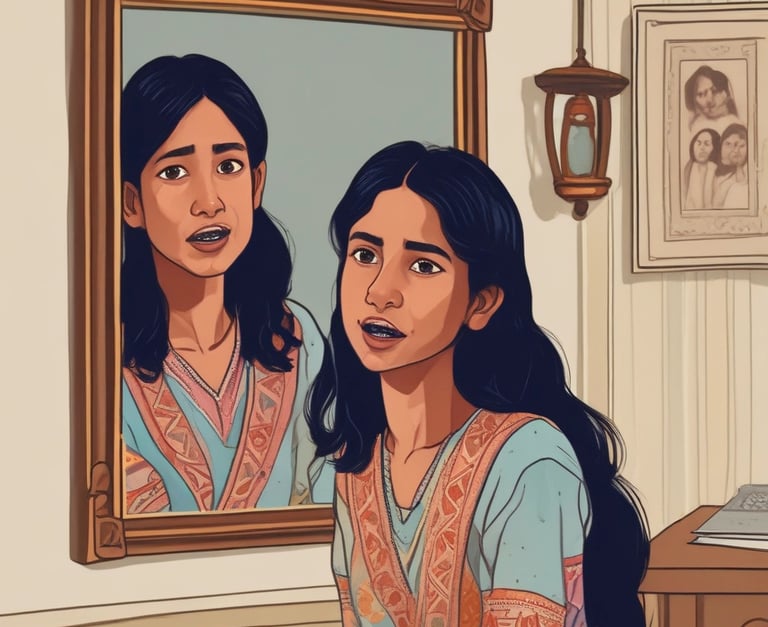 A smiling child practicing communication skills with a parent