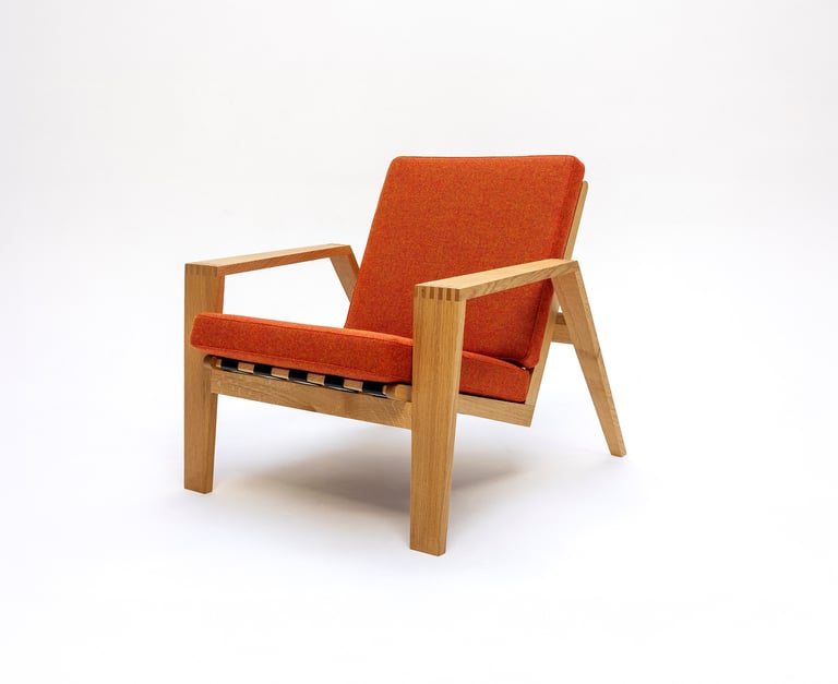 Wedge Designs Verne Easy Chair in Oak and Bute Fabric
