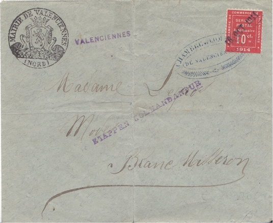 Briefmarke Handelskammer Valenciennes 1914