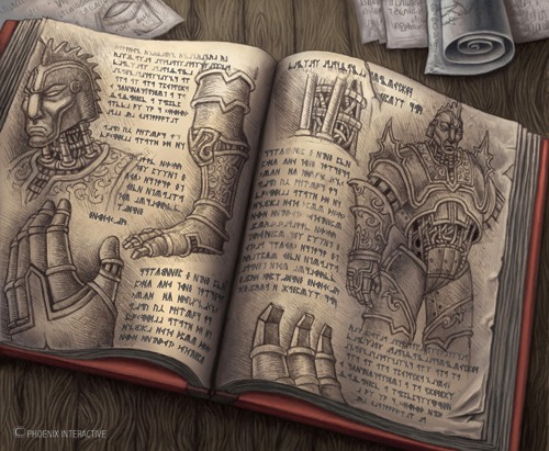 a book opened to show a book with a drawing of a robot