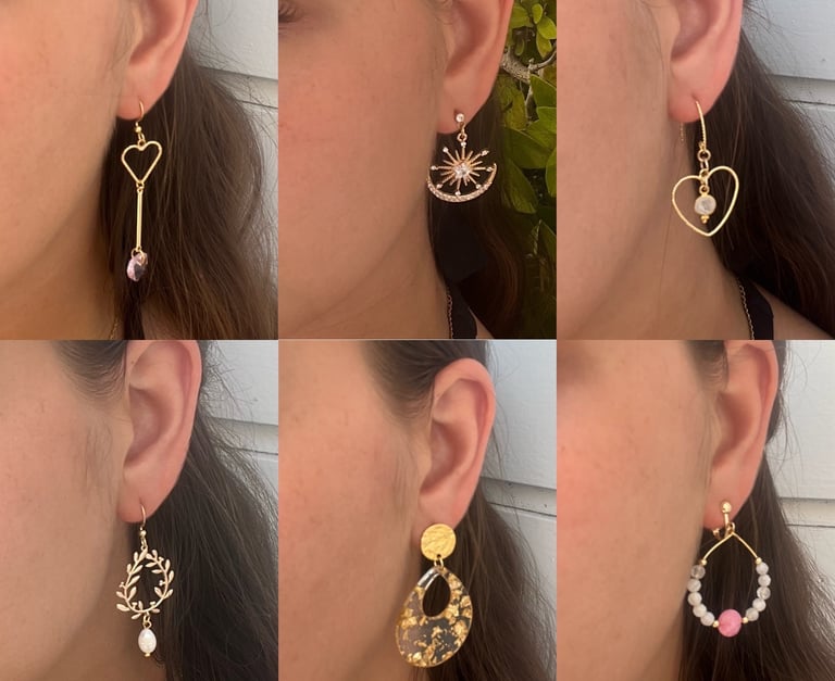 boucles d'oreilles faites main à partir de matériaux de qualité