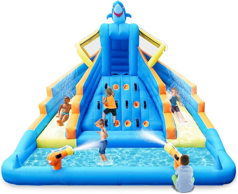 COCOFISH 13 ft Shark‑Themed Inflatable Water Slide