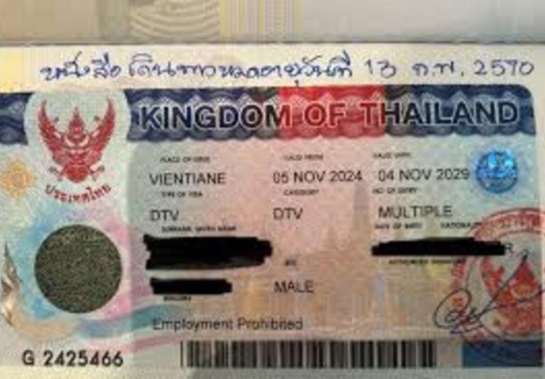 Offizieller DTV (Destination Thailand Visa)-Aufkleber des Königreichs Thailand