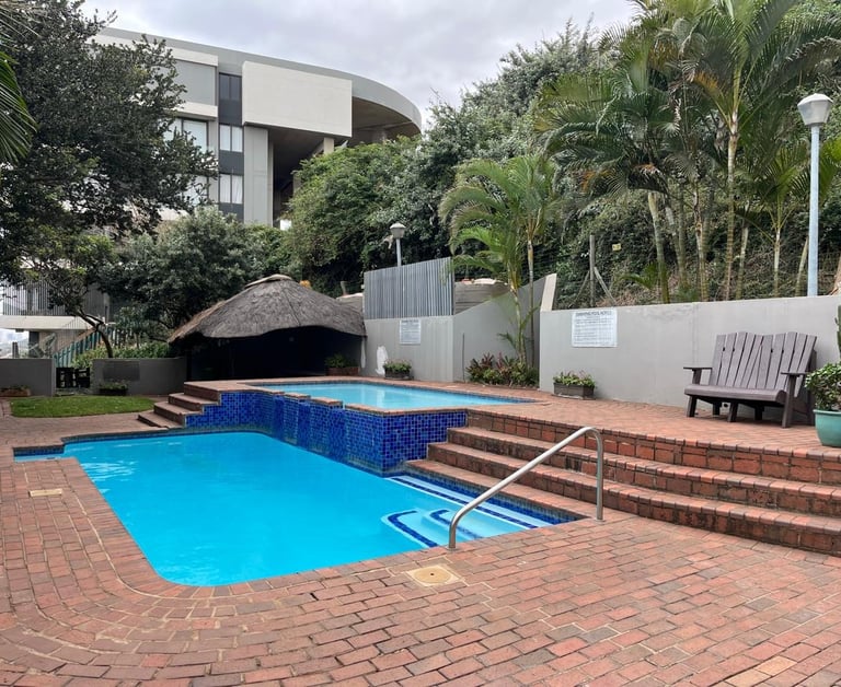 The complex swimming pool available at Umdloti self catering holiday studio