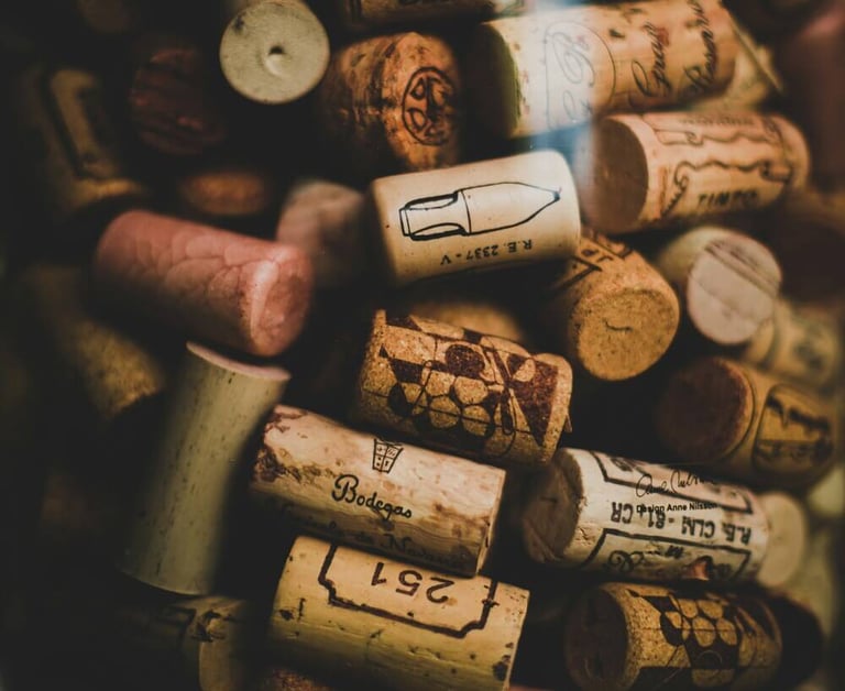 Conjunto de diferentes rolhas de vinho.