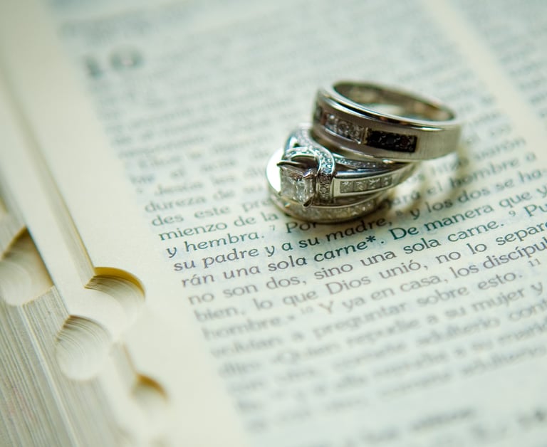 Wedding rings on top of the Torah