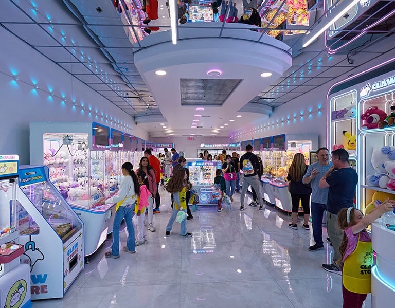 Claw machine arcade with claw machines