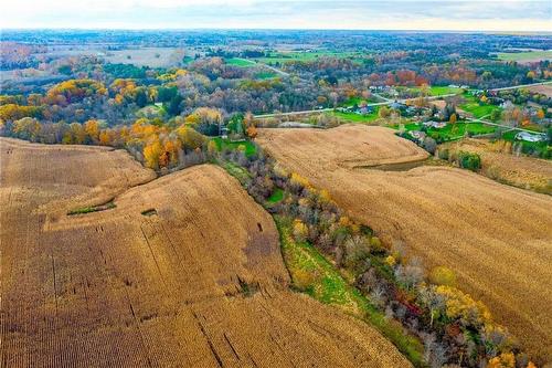 A mosaic of agricultural land and forests in rural Brant County.