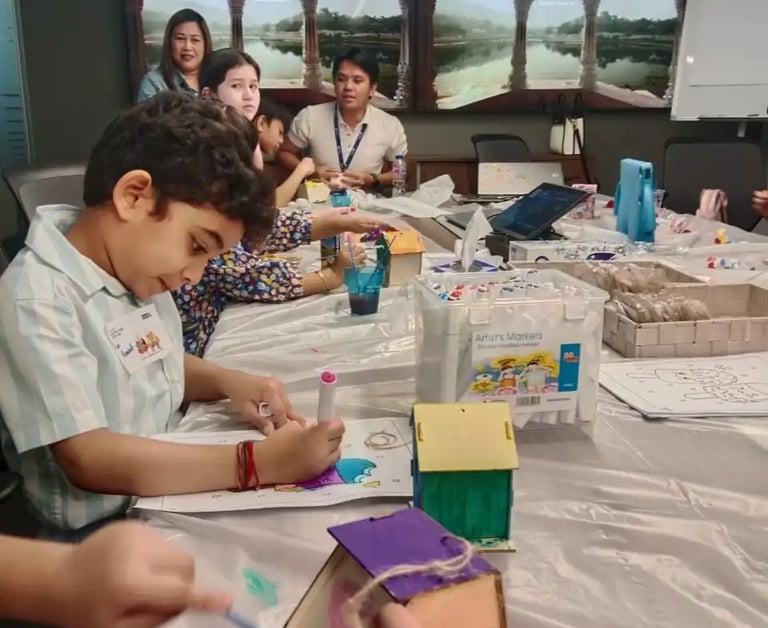 coloring activity for kids in corporate office