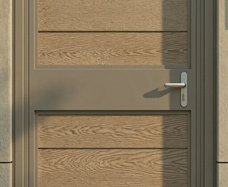 Quartz Grey Gate frame with different colour panels  