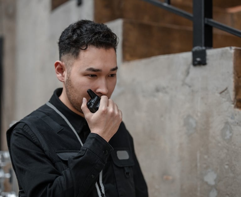 AKL staff using walkie talkie commmunication