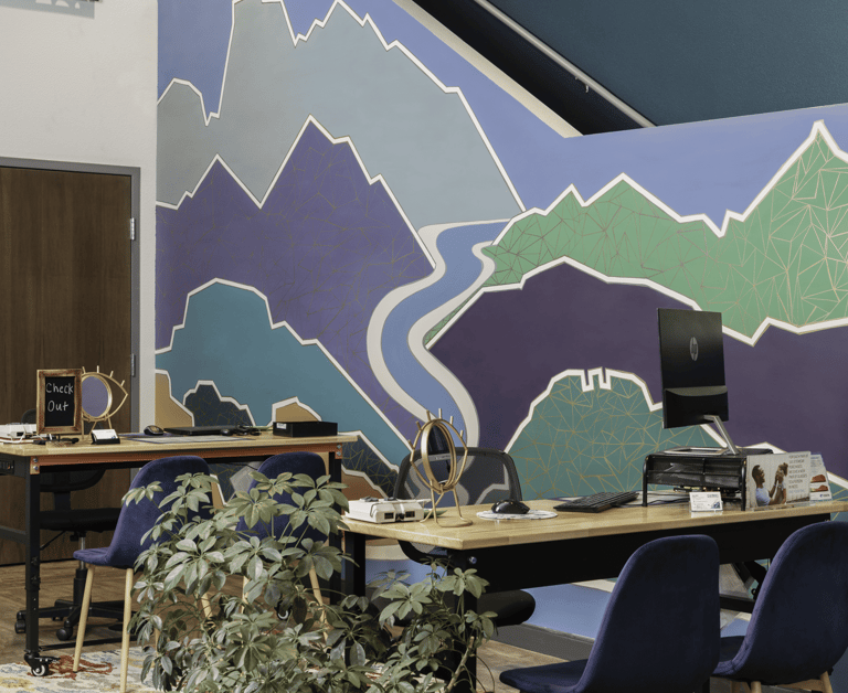 Horsetooth Mountain mural painted by local artist in Fort Collins