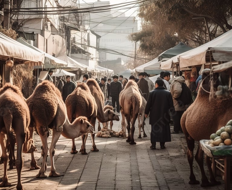a imagem ilustra o comercio de camelos