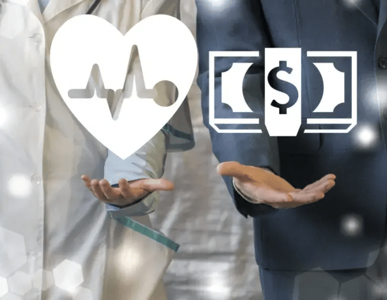graphic of a health heart and cash graphic