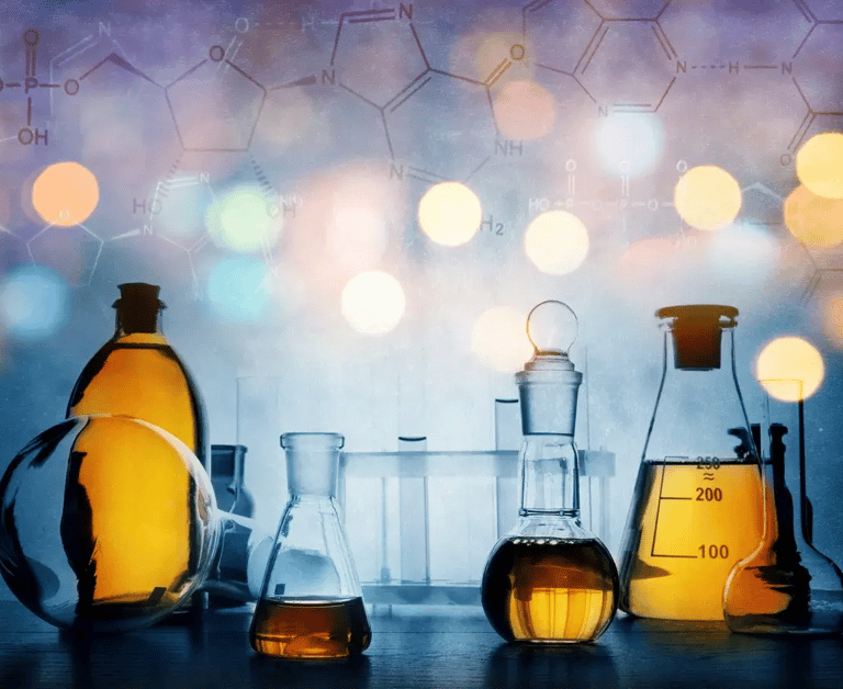 image of beakers with liquid in them.