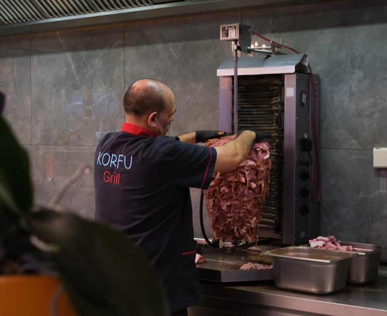 Korfu Grill frischen Spieß machen
