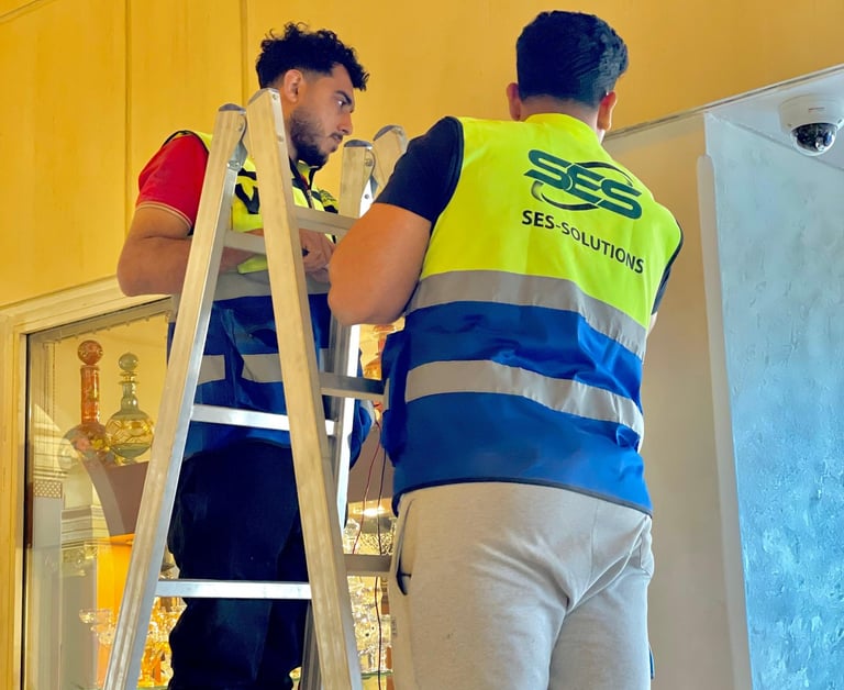 فنيين شركتنا يقومون بتركيب احدث الانظمة الامنية 