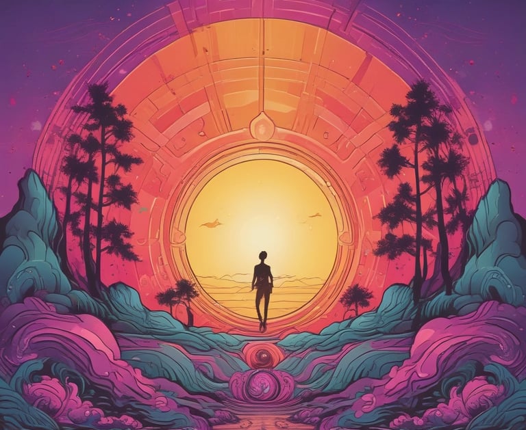 a man standing in front of a sunset after healing