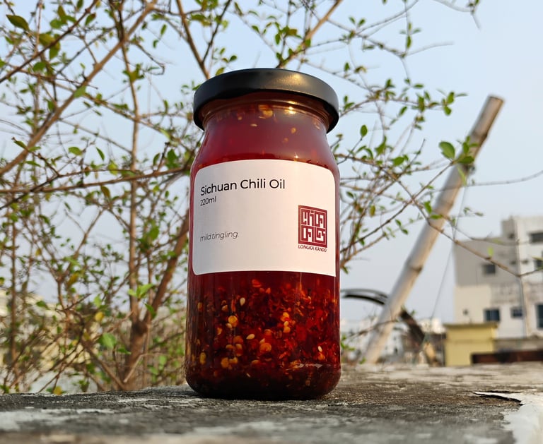A jar of Longka Kando Sichuan Chili Oil