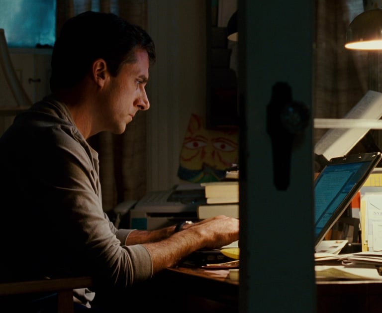 Man on laptop. Still from Dan in Real Life