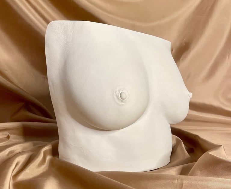 Moulage poitrine plâtre sur fond doré