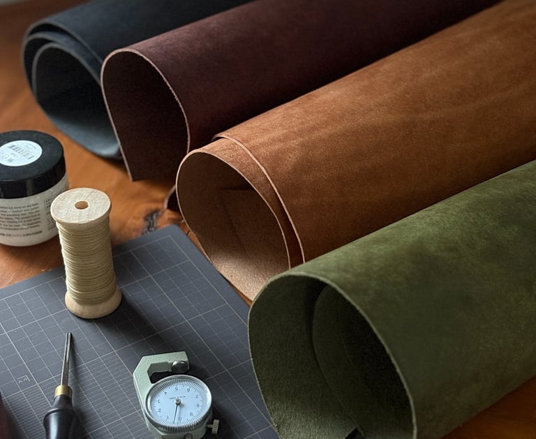 Pueblo Leather hides, Tan, Olive, Black, Dark Brown