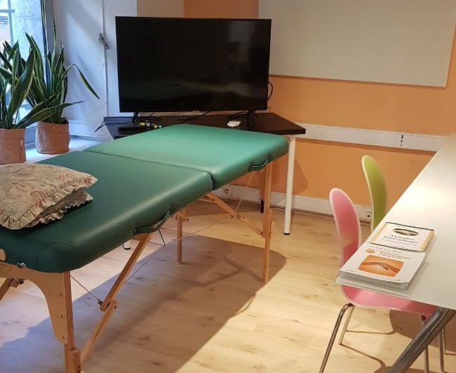 Installation pour une séance de kinésiologie dans une salle de réunion