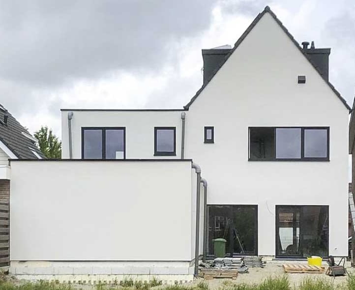 Een buitengevel in crêpe