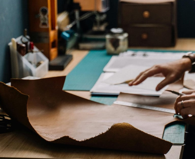 Leather design, Handmade leather craft workspace