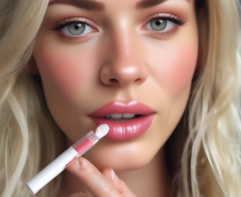 Close-up of eco-friendly lipstick tubes in soft, natural shades arranged on a wooden surface.
