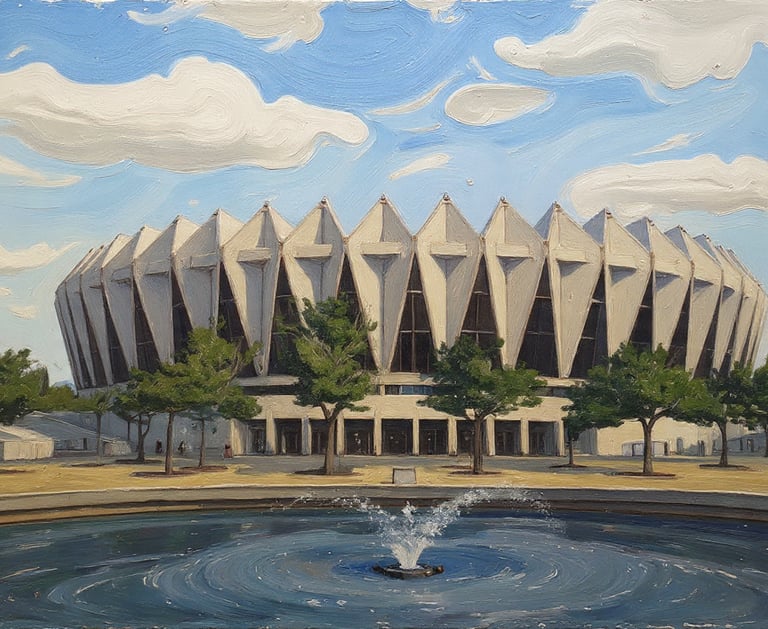 Artistic image of the Hampton Coliseum, a well-known Hampton Roads landmark in Hampton, Virginia.