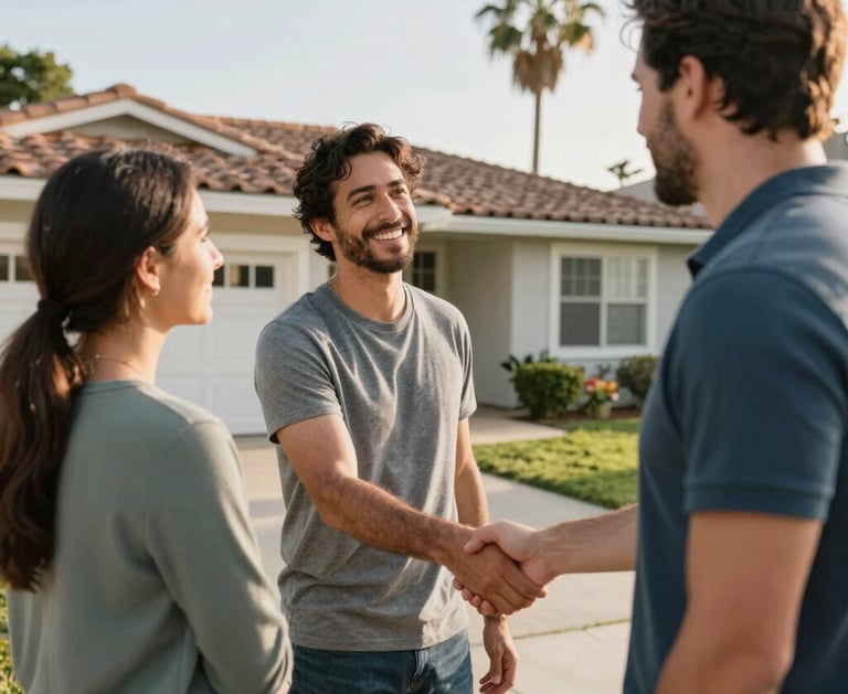 Riverside homeowner discussing selling house with cash buyer