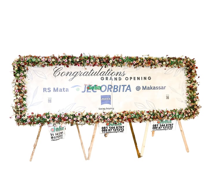 081-141-9898 Florist Makassar  menyediakan berbagai jenis bunga, termasuk Bunga Papan Makassar, Hand