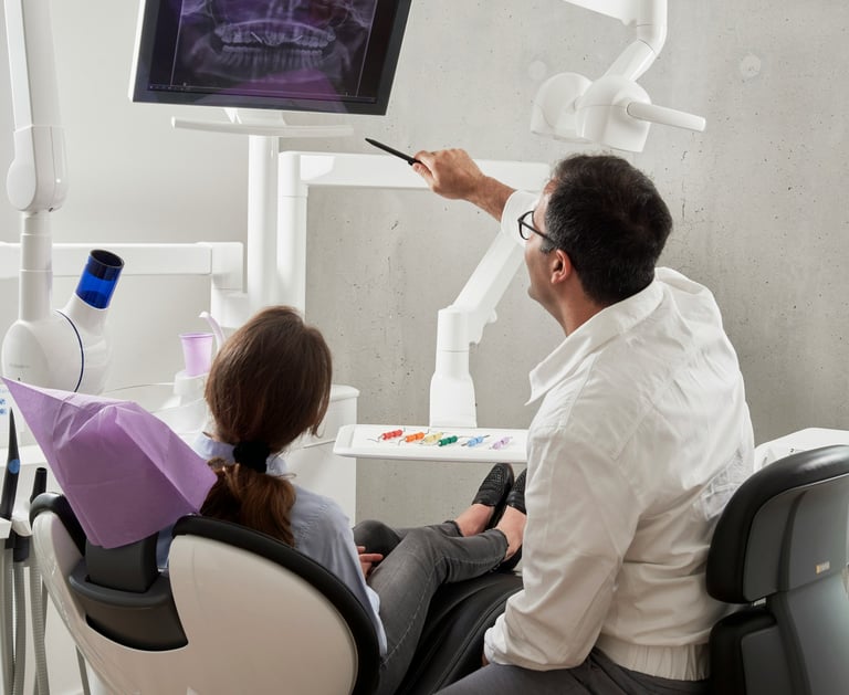 Dentist explaining something to the client