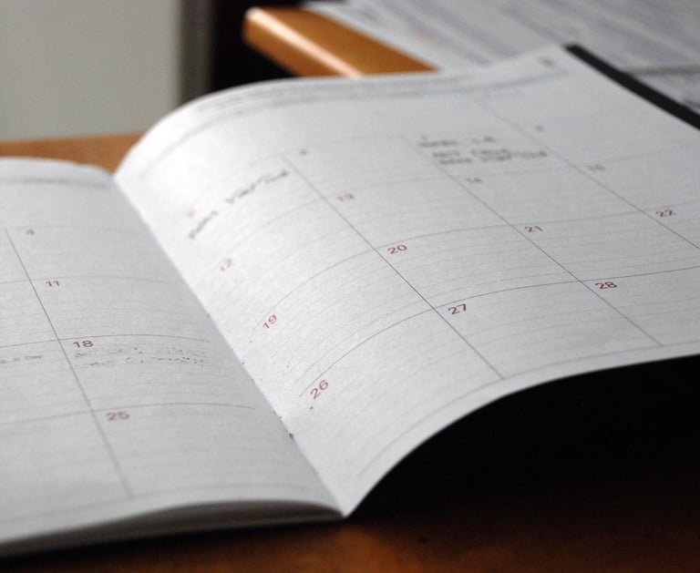 Physical schedule on the notebook
