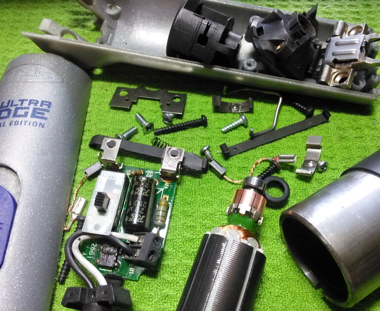clipper internal components inspected for debris and wear