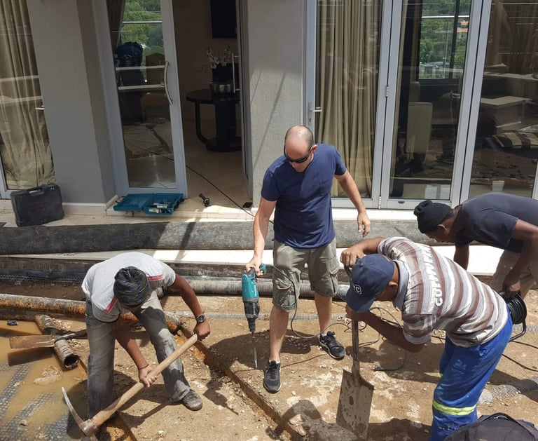 Leak tracing on severely compromised slab at Sandhurst Towers, Sandton