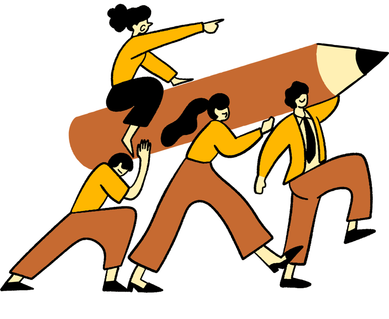 illustration of people wanting to write content
