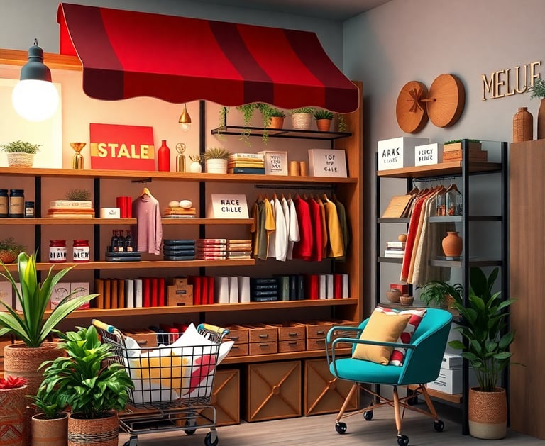 This is an image of a shopping store with lots of products